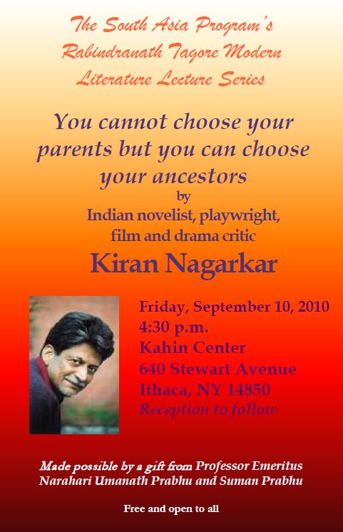 Kirin Nagarkar Tagore lecture flyer
