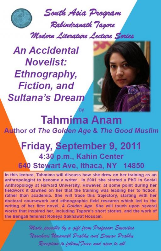 Tahmima Anam Tagore lecture flyer