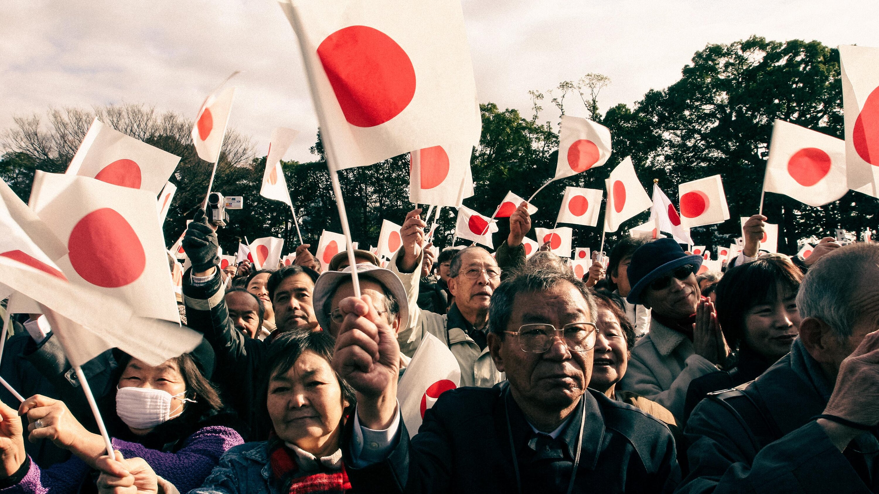 Japanese nationalists wave Japan's flag