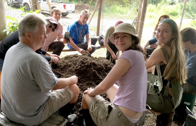 Ken Roberts with Cornell students on a reforestation project in Ecuador's Amazon region.