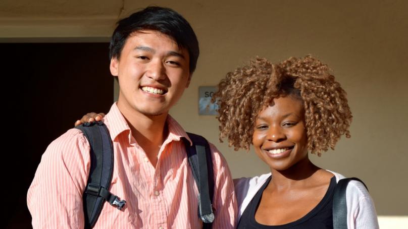 Tony Zhou '19 with his mentor Tinenenji Banda J.S.D. '14