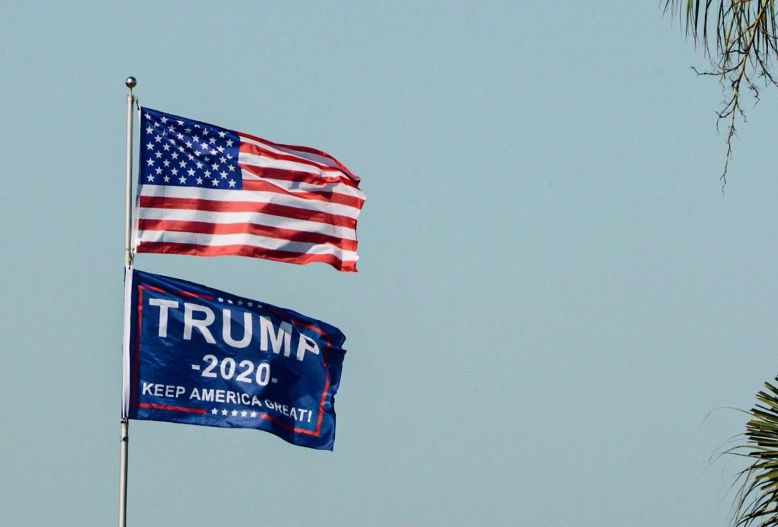 U.S. and Trump 2020 flags