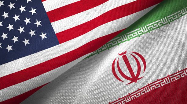 Flags of USA and Iran