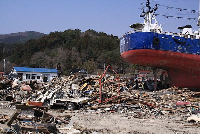 ship aground at Karakuwa near Kesennuma, Miyagi Japan