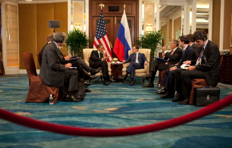 U.S. President Obama meets with Russian President Medvedev in Singapore, Nov. 15, 2009. (Official White House photo by Pete Souza)