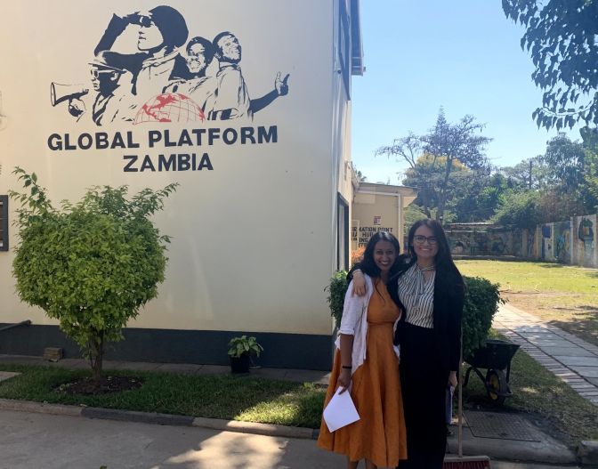 Ashni Verma ’21 and Lissie Elorza ’20 at an ActionAid Zambia office in Lusaka, 2019