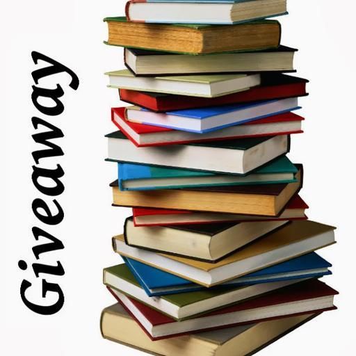 A stack of books, with the word "giveaway" superimposed.