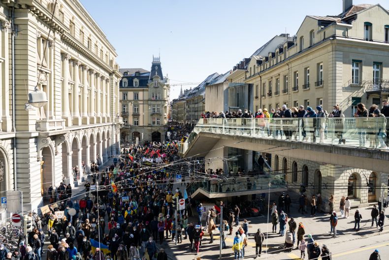 protest people in plaza