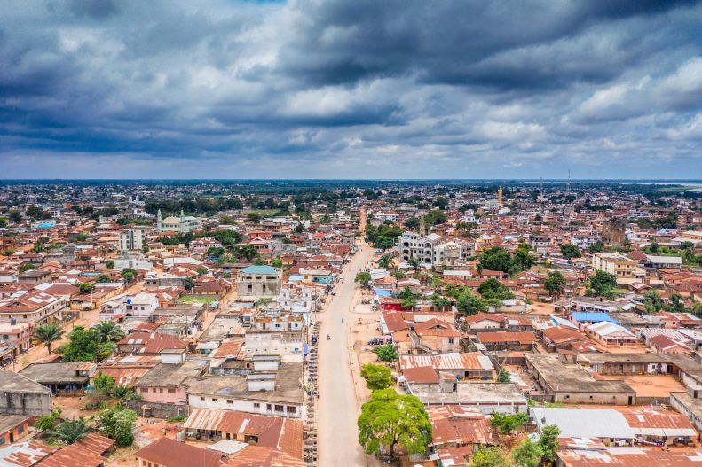 Overhead view of Porto Novo, Benin. 