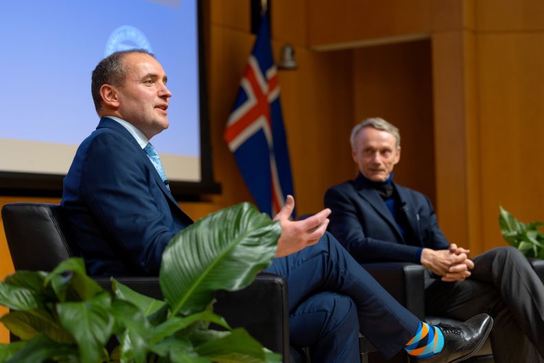 Guðni Th. Jóhannesson with Peter Katzenstein, Nov. 10, 2022. Photo: Jason Koski