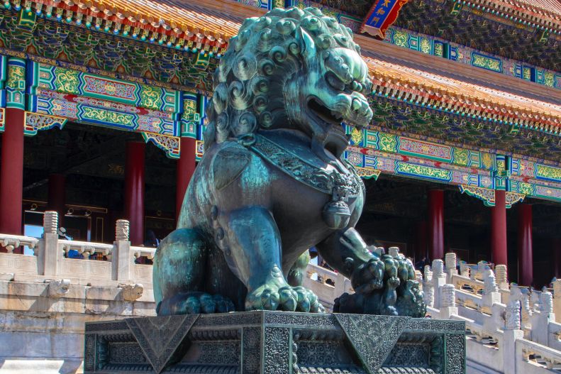 Imperial Chinese Lioness in the grounds of the Forbidden Palace, Beijing, China