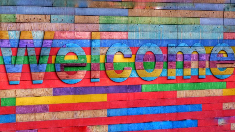 welcome sign in multicolors