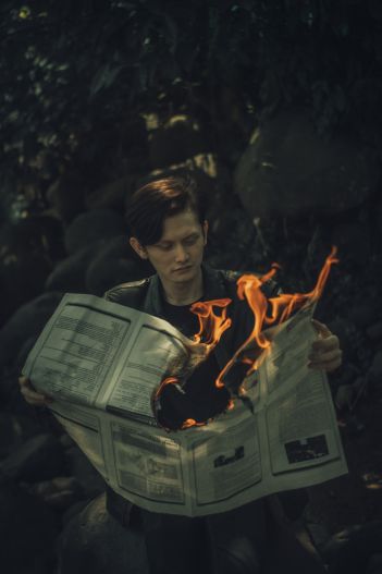 Reading the newspaper in Indonesia