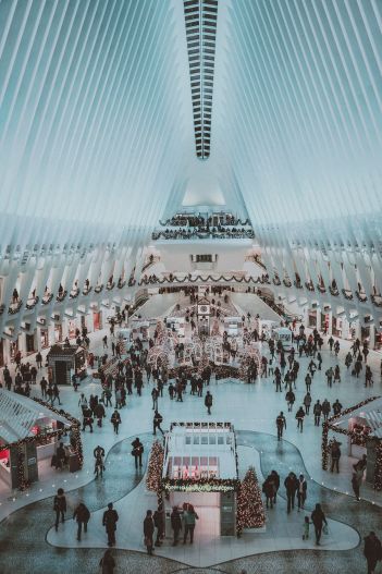 People inside World Trade Center transporation hub