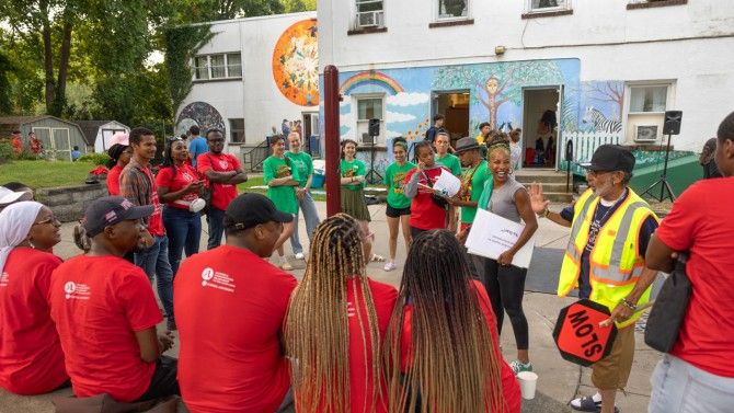 Fellows interact with students and staff from the Community Unity Music Education Program on Nelson Mandela International Day, July 18.