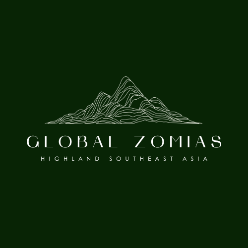 A stylized image of mountains, with the text "Global Zomias: Highland Southeast Asia"
