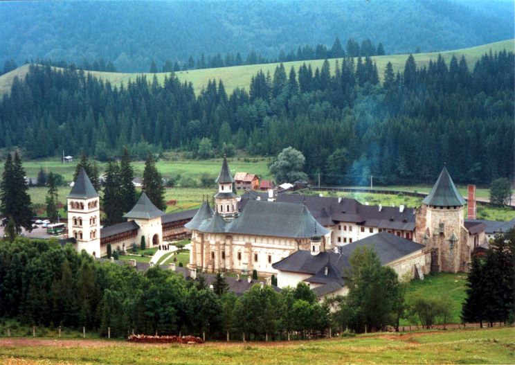 View of the Putna Monastery in the historical region of Bukovina