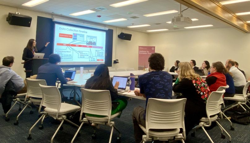 Bryn Rosenfeld presents her research at the workshop. 