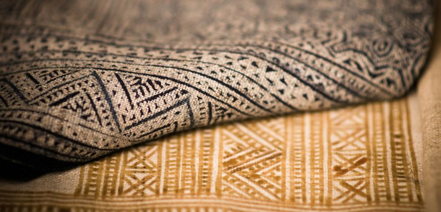 Close up texture of two different patterned rugs