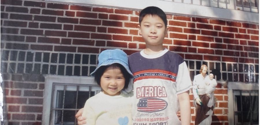 Michelle and her brother as children.