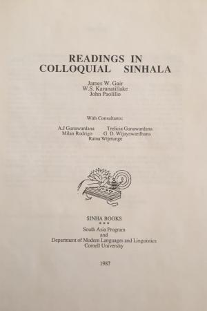 Readings in Colloquial Sinhala Cover