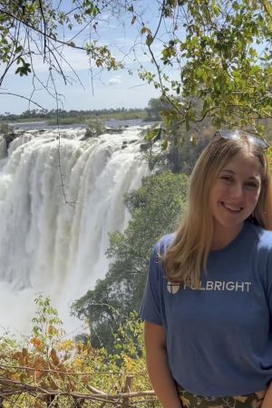 Clara Rice at Victoria Falls, Zambia