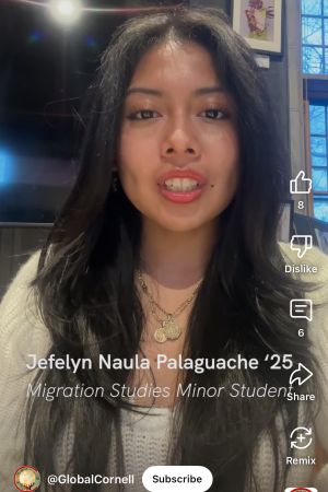 Jefelyn Naula Palaguache speaking to the camera. 