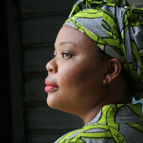 Leymah Gbowee on black background