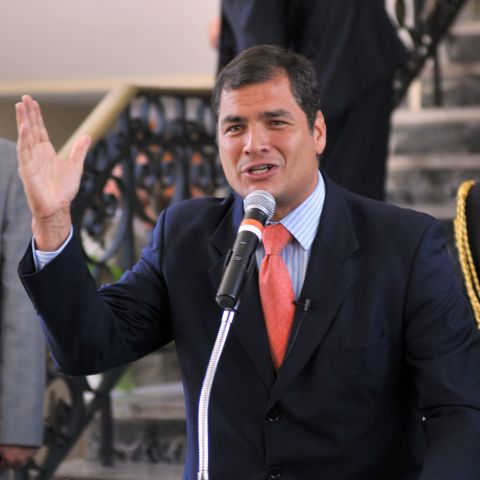 Ecuador President Rafael Correa speaking in 2009