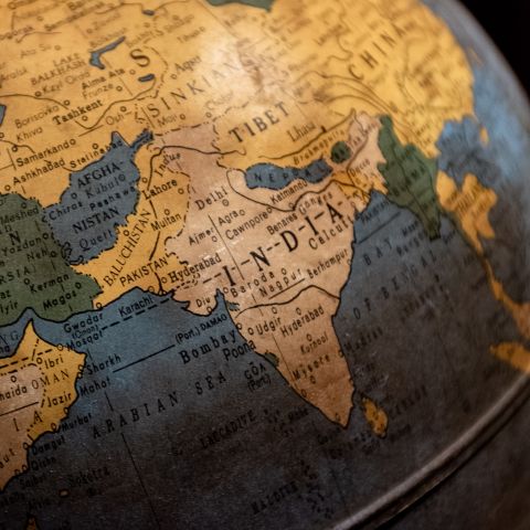 Globe with India shown